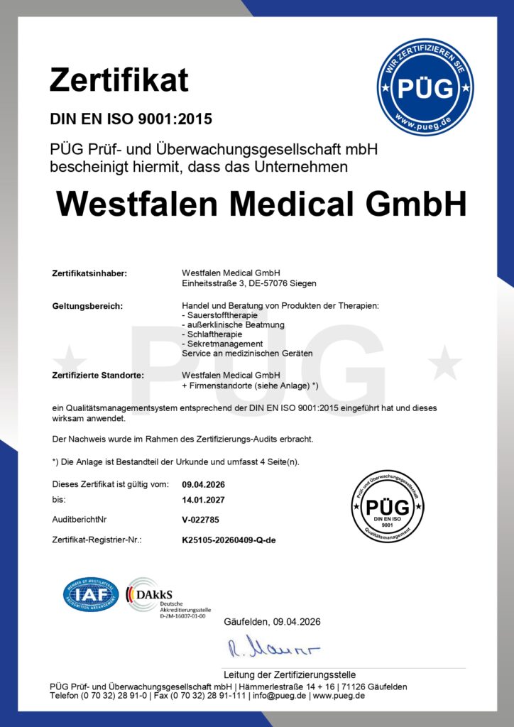 Zertifikat Iso 9001 Westfalen Medical
